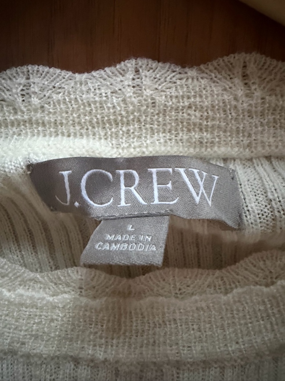 J. Crew Layered Pointelle Sweater Tee Merino Wool Ivory - Picture 4 of 4